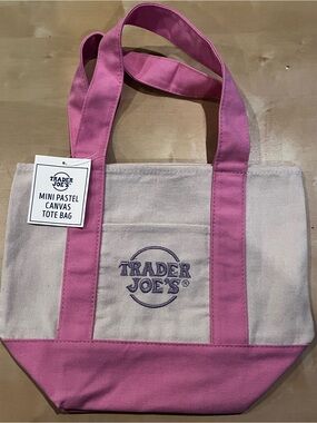 Trader Joe's Mini Pastel Canvas Tote — set of 4 pink blue green lavender